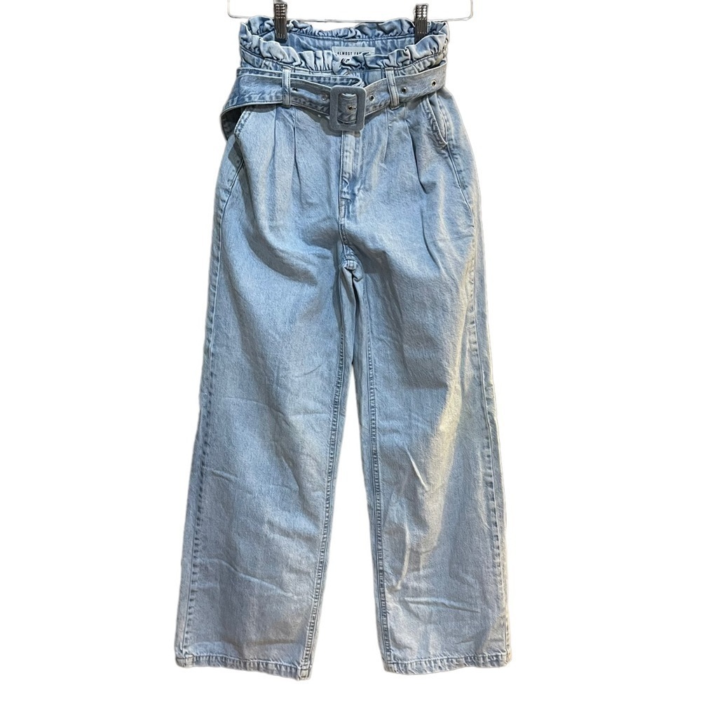 Almost Famous Jeans Paperbag Boho Wide Leg‎ Light Denim Juniors 1